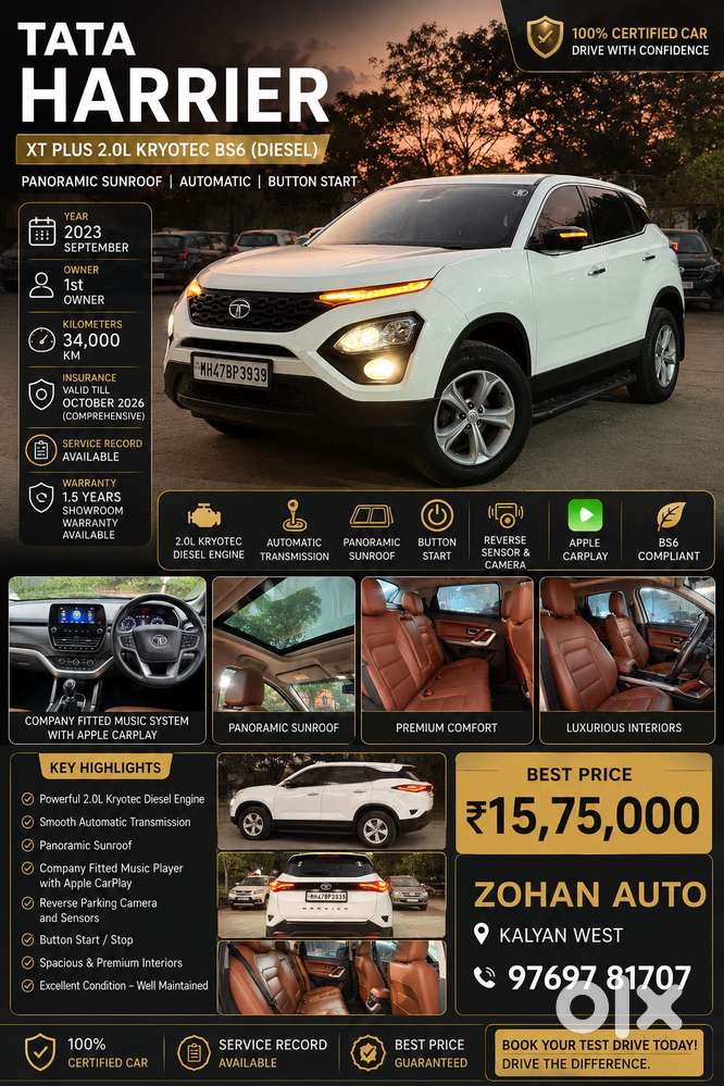 Tata Harrier Xt+, 2023, Diesel