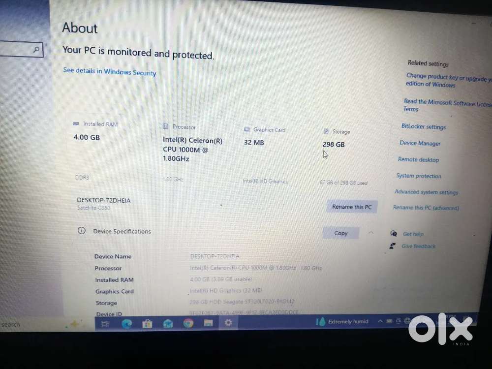 Toshiba laptop 4 gb ram