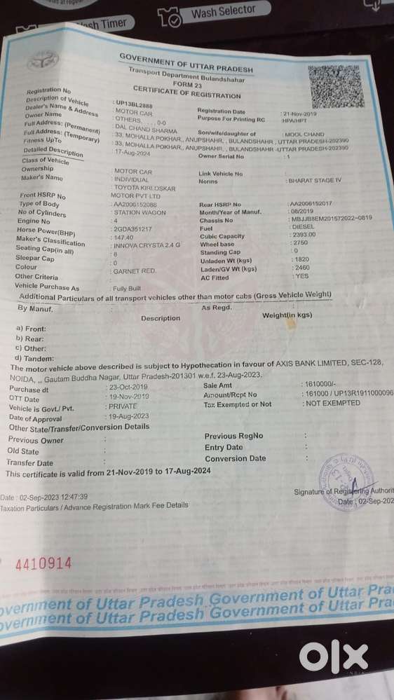 Toyota Innova Crysta 2.4 G Mt, 2019, Diesel