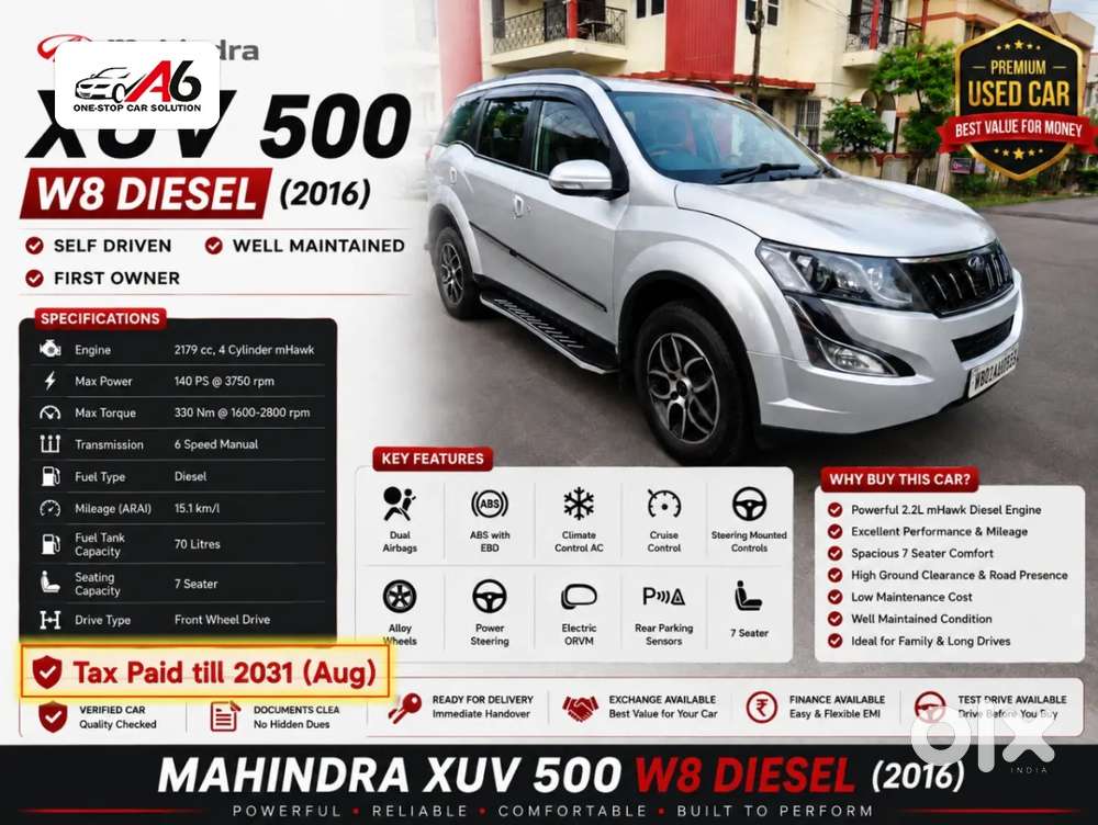 Mahindra Xuv500 At W8 Fwd, 2016, Diesel