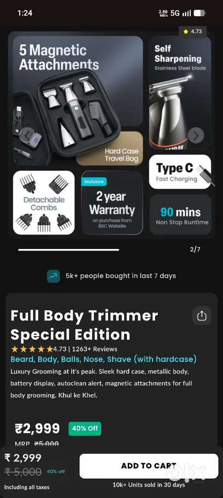 Trimmer For Sale Bombay Shaving Company 1999 Only