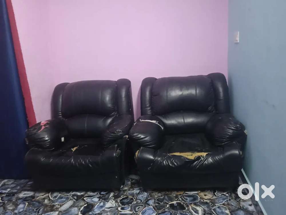 Black leather sofa