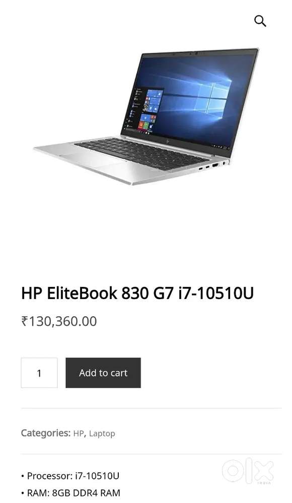HP Elitebook 830 G7/Core i7 10510/16GB RAM/256GBSSD/Windows 10 Pro