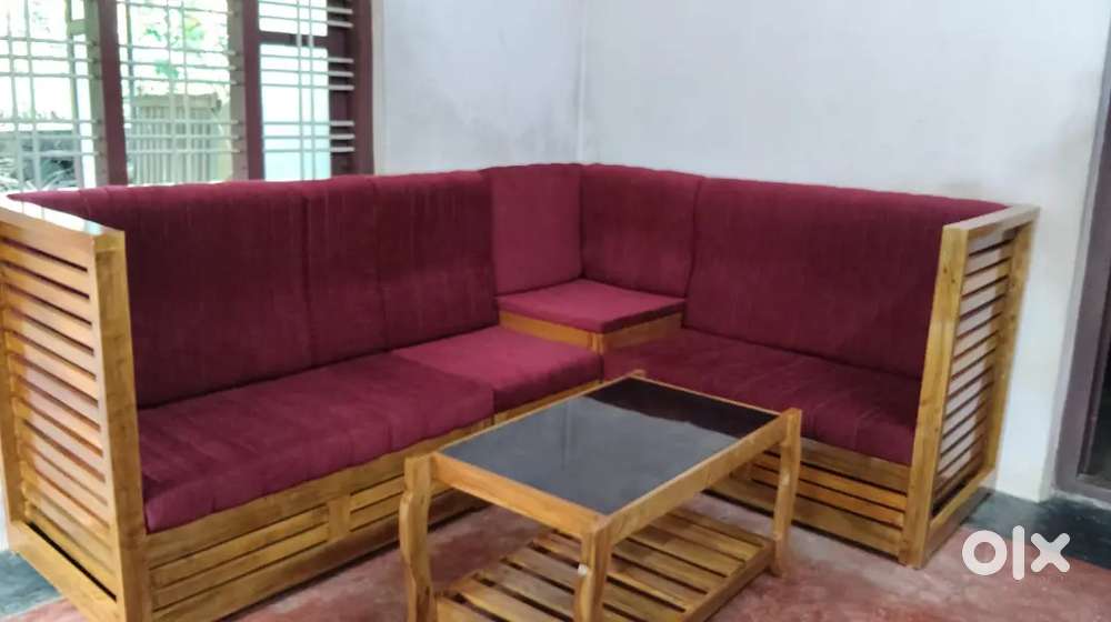 Corner Sofa- 6 Seater & Glass table