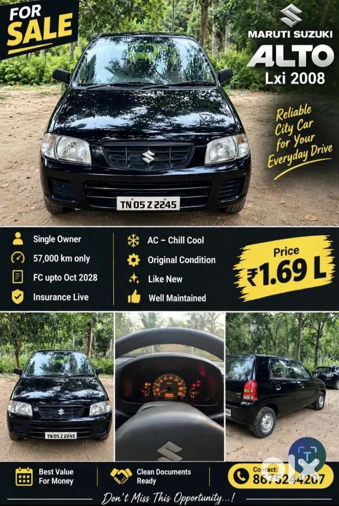 Single Owner Alto 2008 Lxi 58600kms