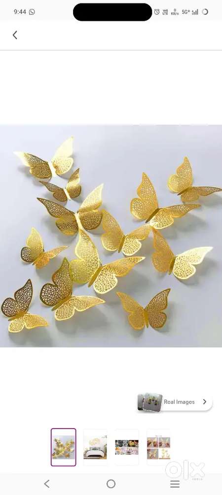 12pcs 3D Shimmer Golden Butterfly Wall Stickers for Home Decor