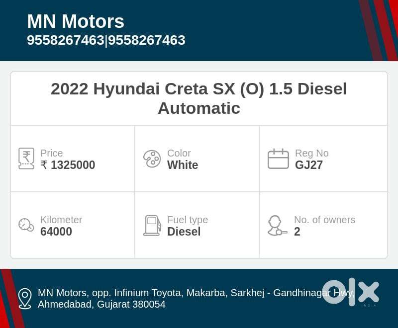 Hyundai Creta 1.5 Sx (o) Diesel At, 2022, Diesel