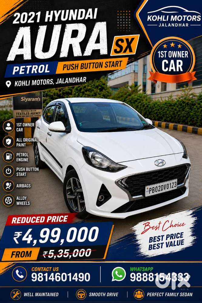 Hyundai Aura Sx 1.2 Petrol, 2020, Petrol