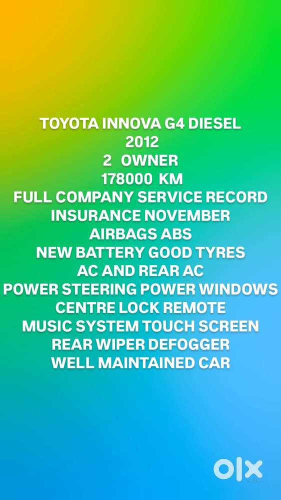 Toyota Innova 2.5 G (diesel) 7 Seater, 2012, Diesel