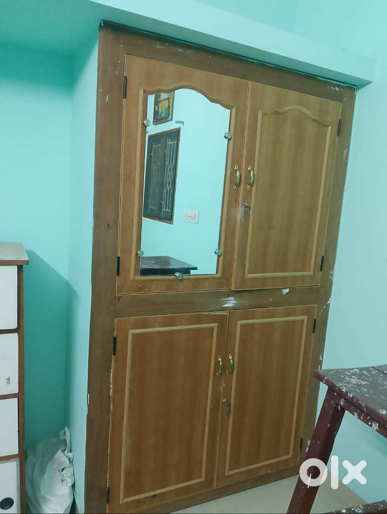 Wooden cupboard wardrobe with frame