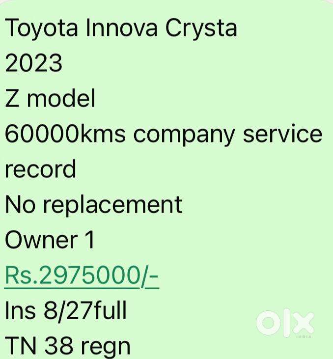 Toyota Innova Crysta 2.5z, 2023, Diesel