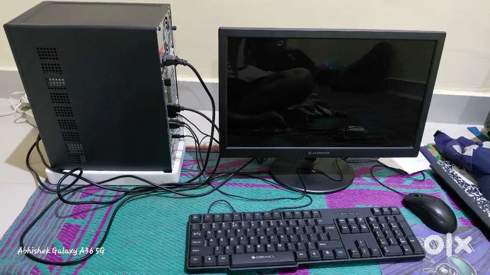 Computer setup mouse,keyboard, cpu,led