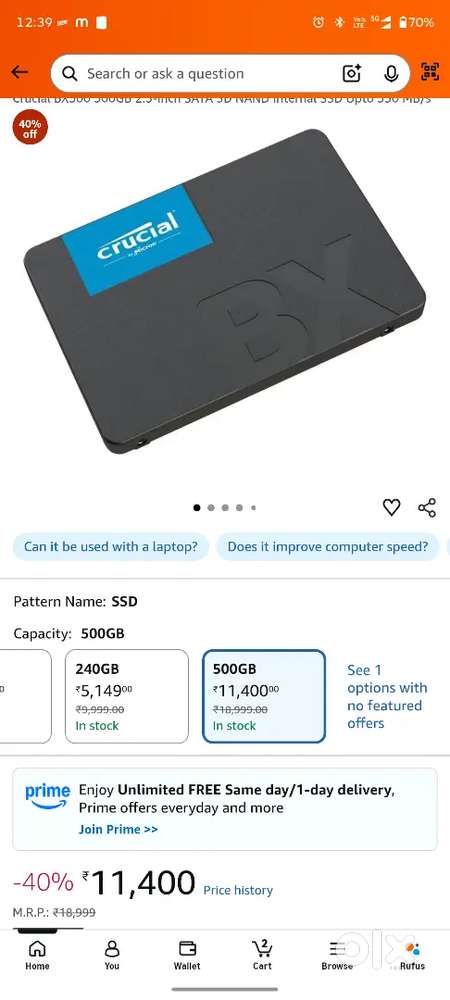 Crucial 500 GB SSD