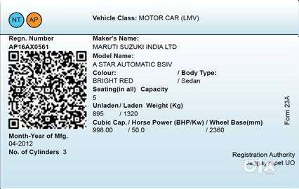 Maruti Suzuki A Star Amt 2012 Abs Petrol 65000km Driven Car.