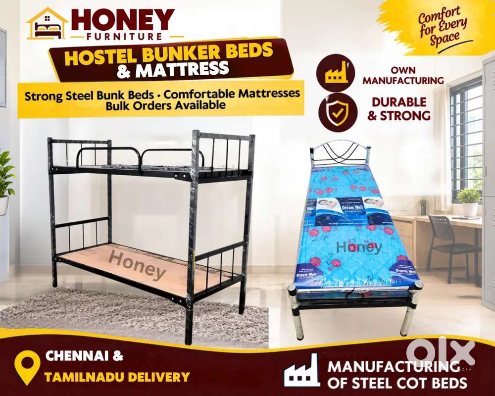 HOSTEL LOCKERS, BUNKER BEDS, STEEL COT BED MATTRESS SALES / DIRECTLY