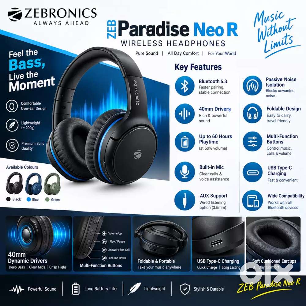 Zeb paradise neo R headphone 50 hours new - TVs, Video - Audio in ...