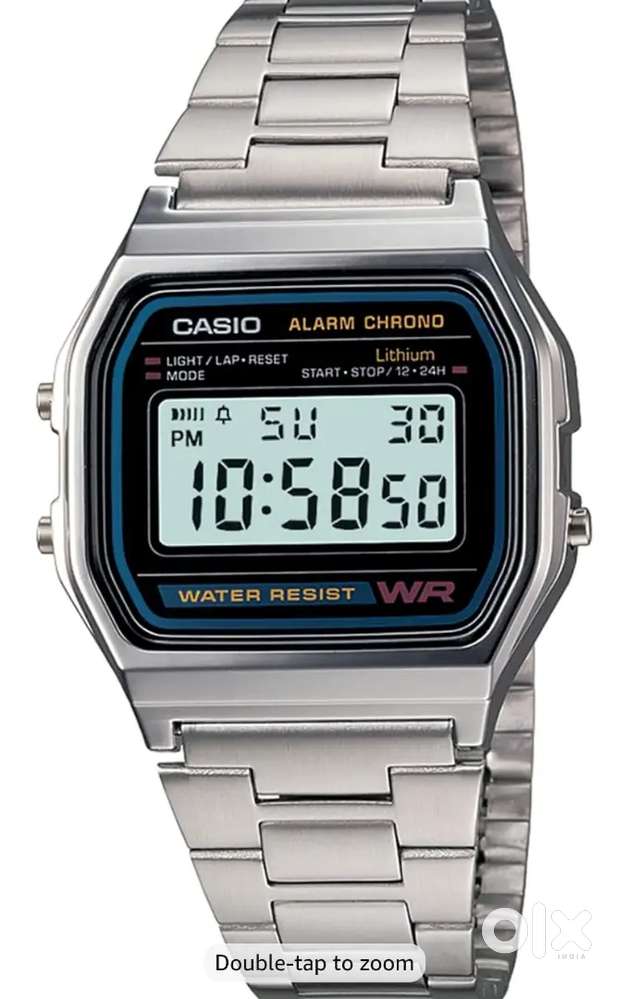 Casio Vintage A-158WA-1Q Digital Grey Dial Unisex Watch Silver Metal S