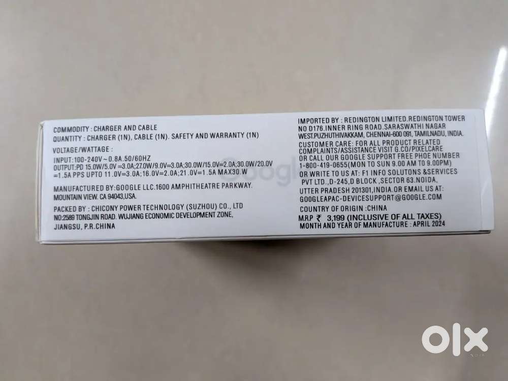 Google pixel 30w charger with cabel