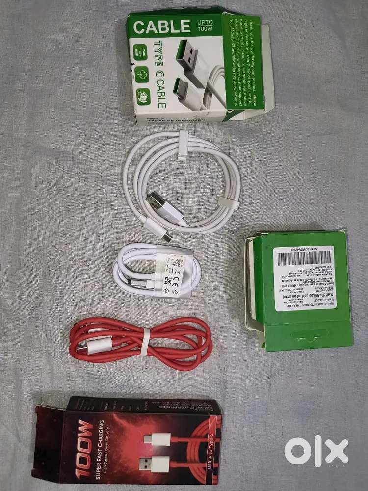 ULTRADART RED USB TYPE C AND WHITE VOOC TYPE C SUPER FAST 100 W CABLE