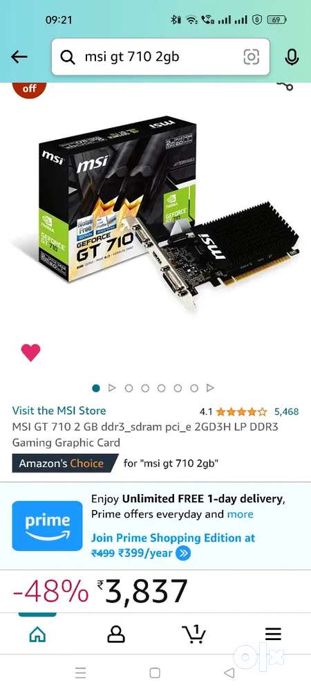 Gt 710 discount 2gb ddr3 msi