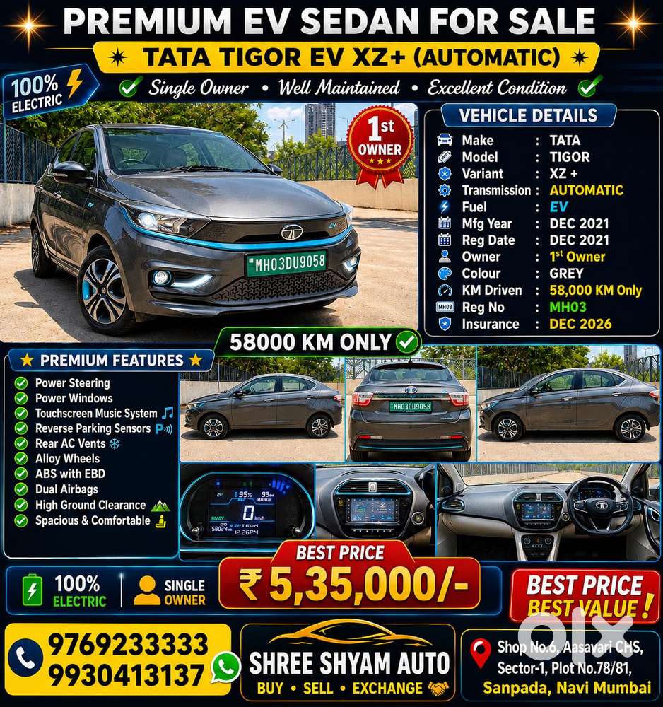 Tata Tiago Ev Xz Plus Lr, 2021, Electric