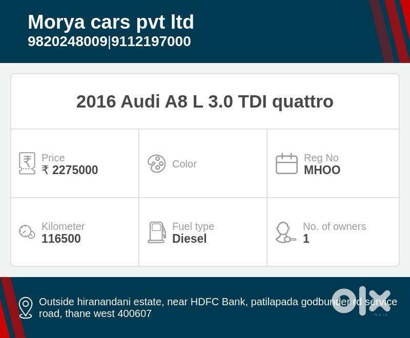 Audi A8 L 3.0 50 Tdi Quattro, 2016, Diesel