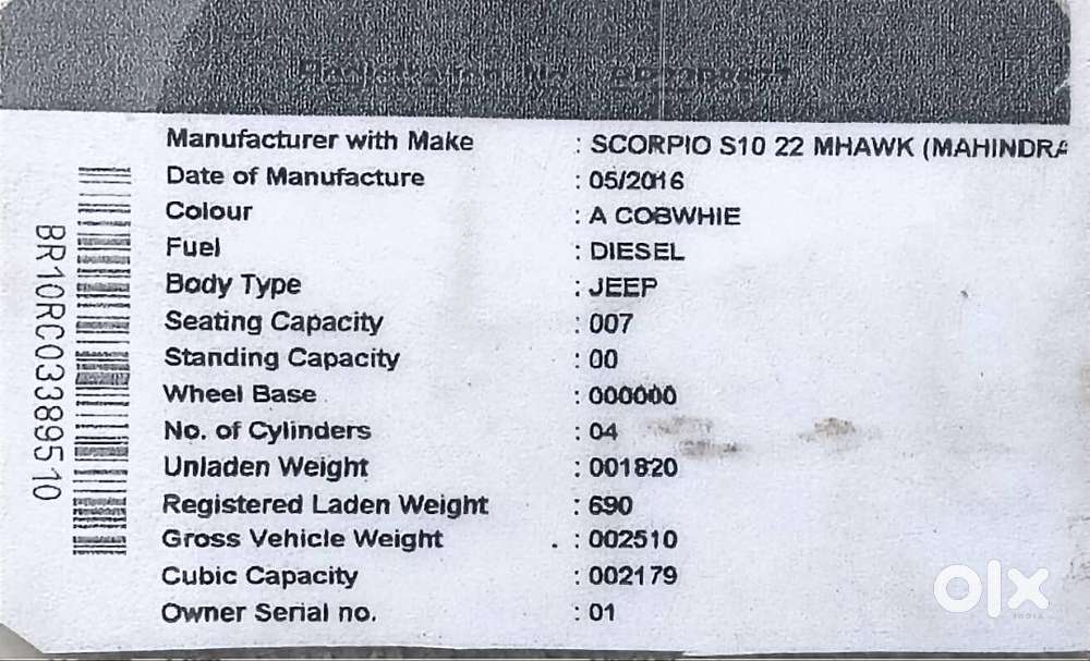 Mahindra Scorpio S10 22 Mhawk White Color With 5 Year Engine Warranty