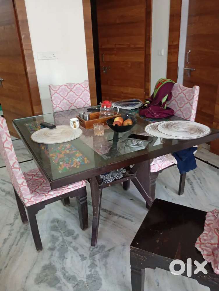 Wooden & glass dining table