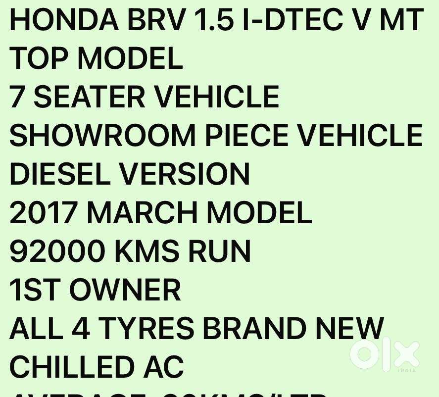 Honda Br-v I-dtec Vx Mt, 2017, Diesel