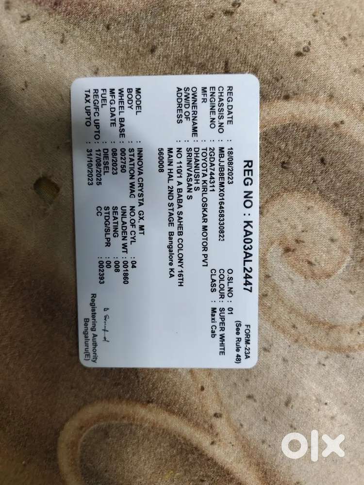 Toyota Innova Crysta 2023 Diesel Good Condition