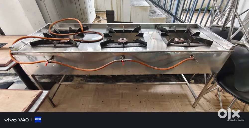 Counter Commercial Bhatti (Stainless Steel 3 burner gas bhatti)