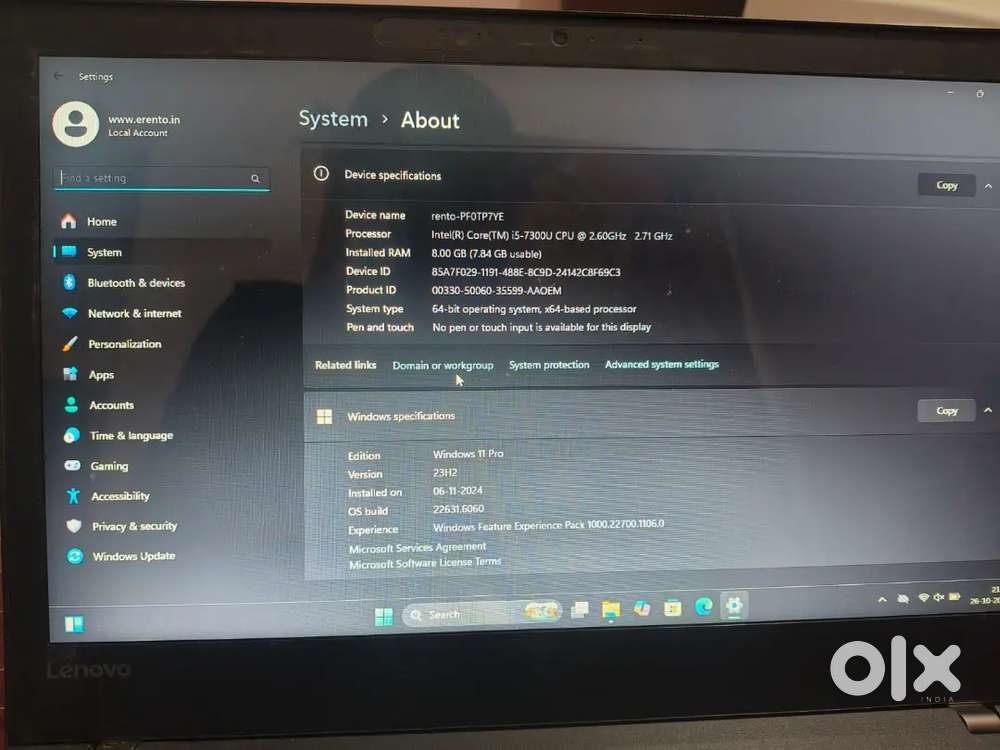 Lenovo laptop having 8gb ram