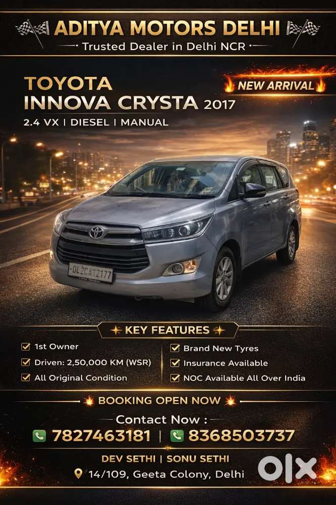 Toyota Innova Crysta 2.4 Vx 2017 Diesel Well Maintained 8 Str