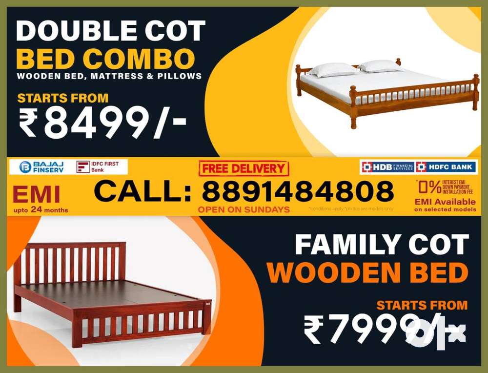 Double cot shop bed with mattress