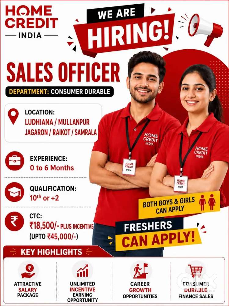 Need 50 sales officer  in Ludhiana