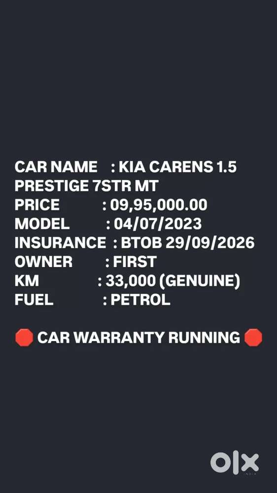 Kia Carens 1.4 Prestige 7 Str, 2023, Petrol