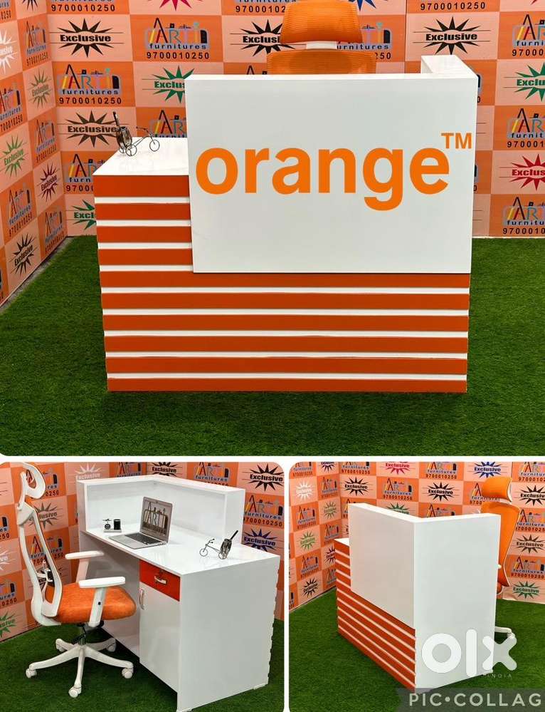 4/2 feet cash counters reception tables chairs office tables with logo