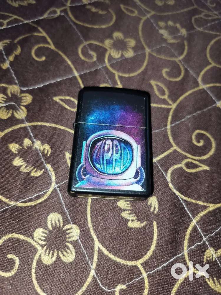 Colourful Zippo-Style Lighter in Hand