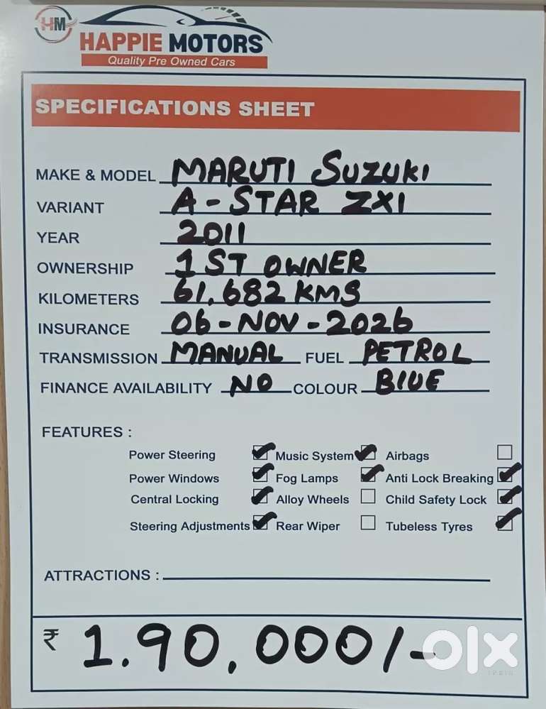 Maruti Suzuki A-star 1.0 Zxi, 2011, Petrol