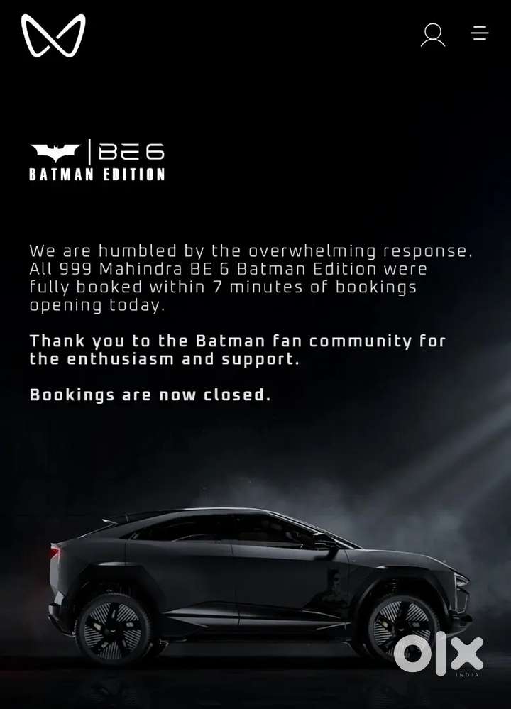 Mahindra Be 6 Batman Limited Edition 2026
