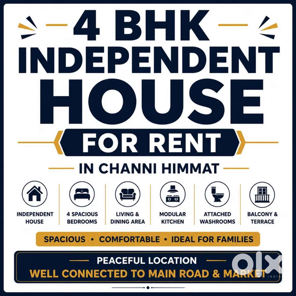 4Bhk independent house for rent in Channi
