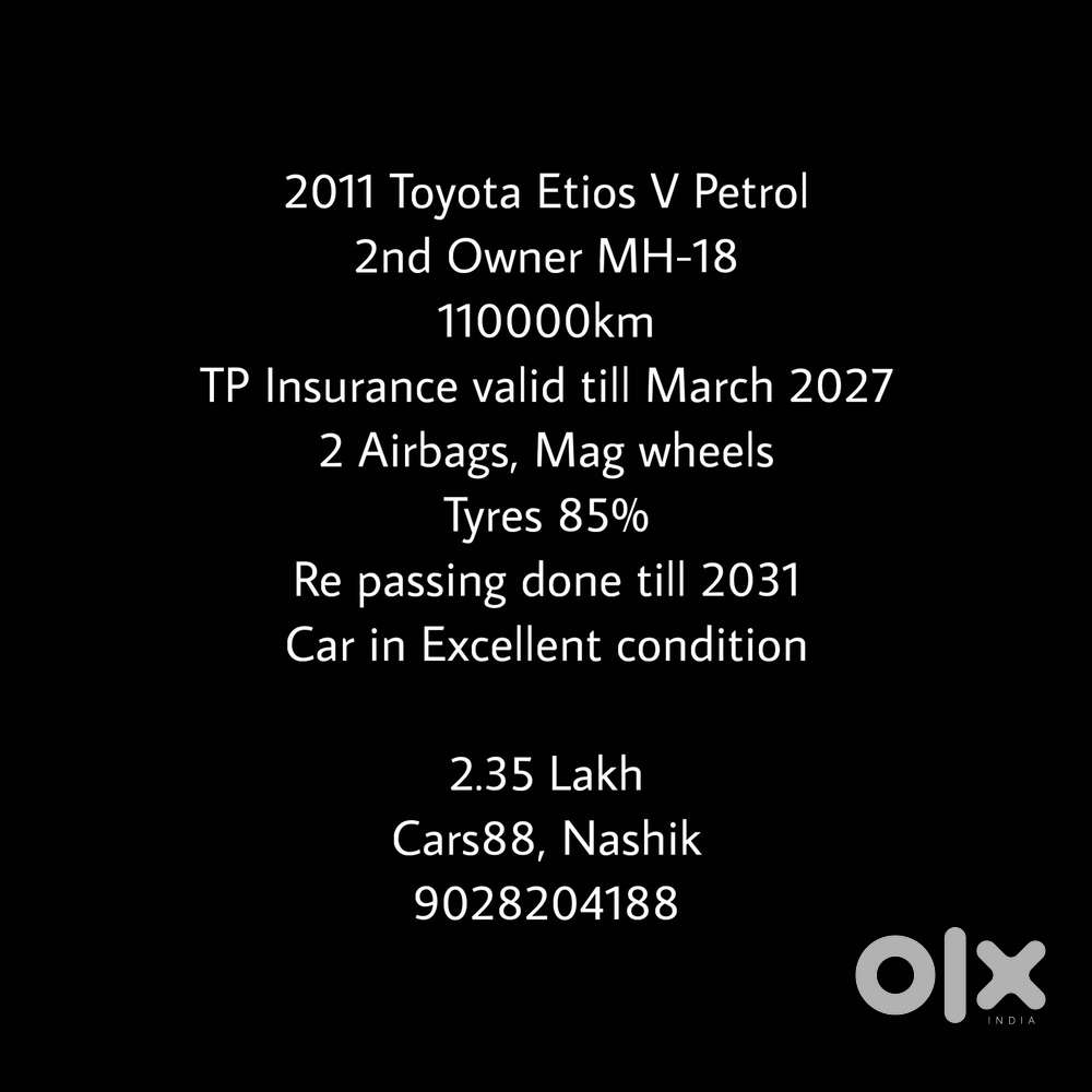 Toyota Etios V, 2011, Petrol
