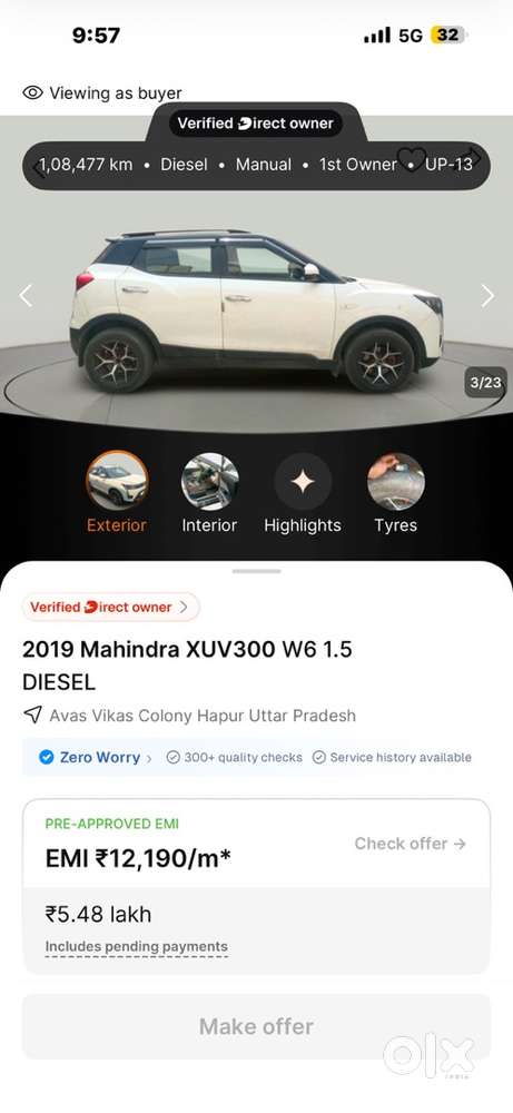 Mahindra Xuv300 2019 Diesel Well Maintained