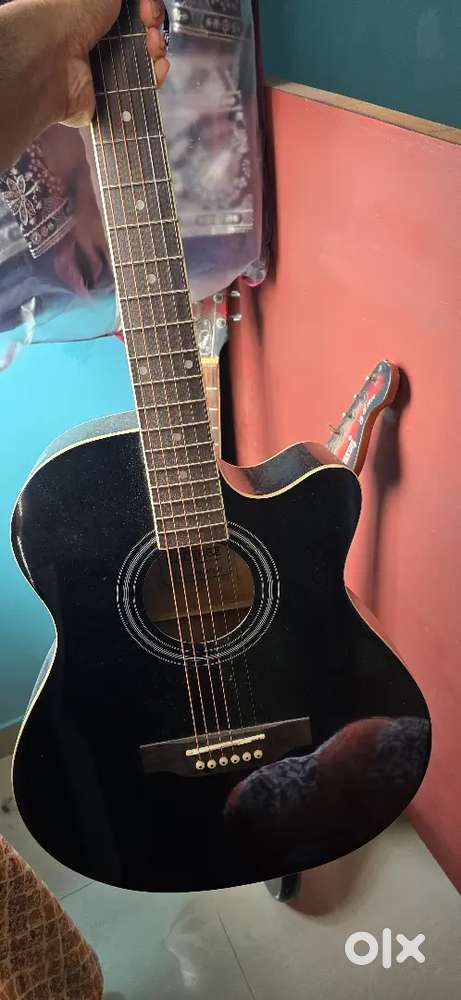 Guitar Acoustic kadence black with free electric guitar with amplifier