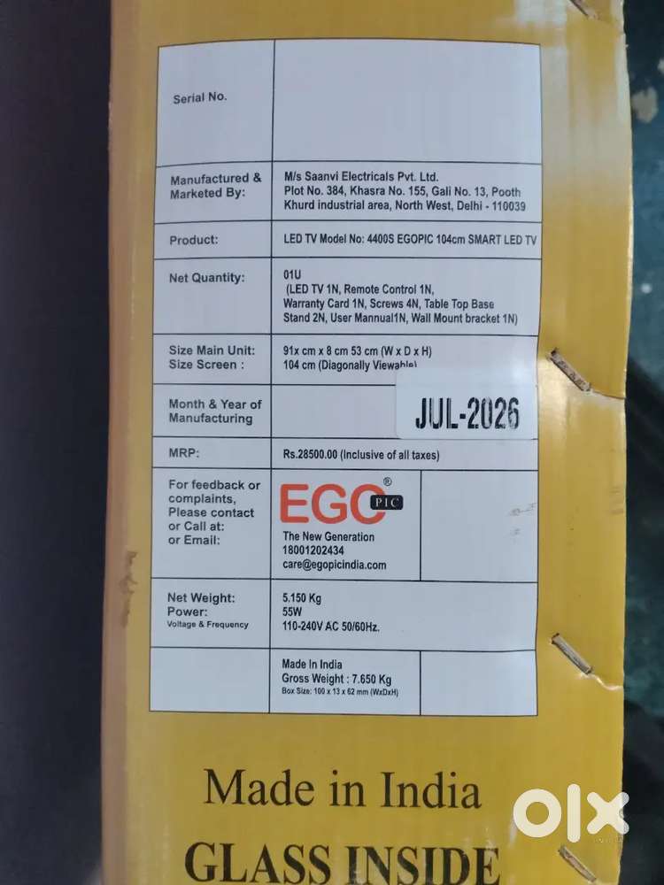 Brand new Android Led Smart Tv Ego pic 43 inch
