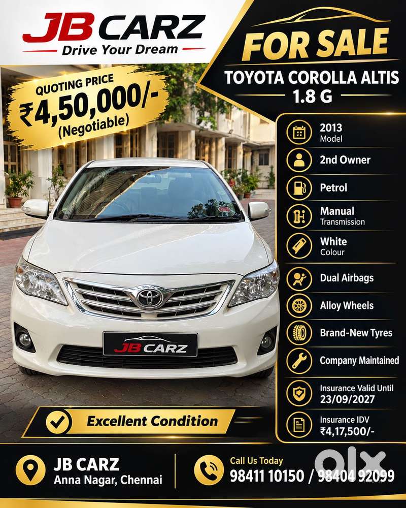 Toyota Corolla Altis G, 2013, Petrol