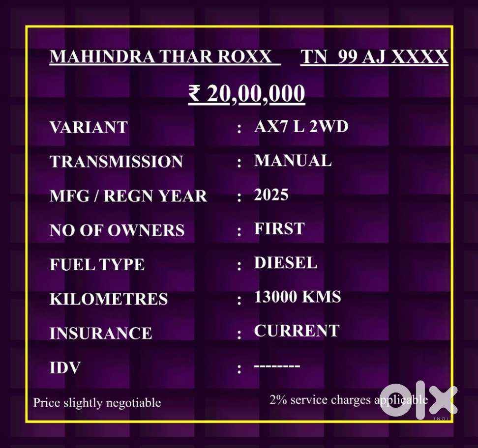 Mahindra Thar Roxx Ax7 L Diesel Mt 2wd, 2025, Diesel