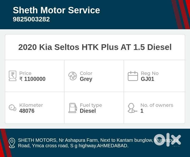 Kia Seltos Htk Plus At D, 2020, Diesel