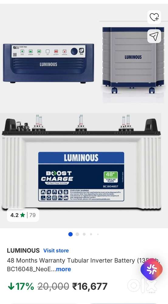 Inverter ,battery and trolly (Receipt avaialble )only 3 months old