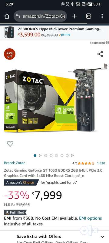 Gt 1030 2gb online zotac